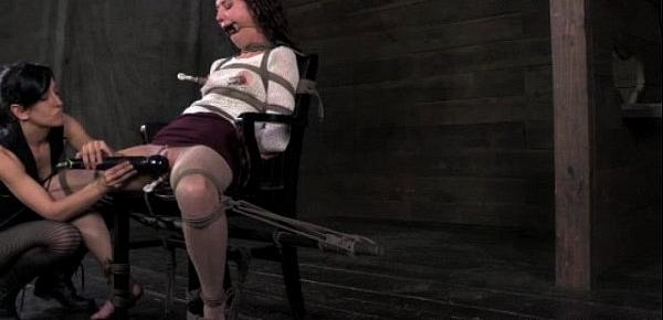  Chair bondage subs nips and pussy clamp